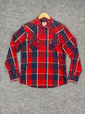 Levi’s Shirt Men’s M Red Plaid Long Sleeve Button Down Western Casual Cotton